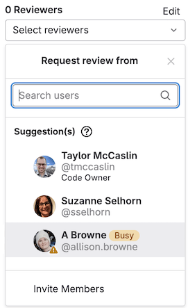 A list of reviewers.